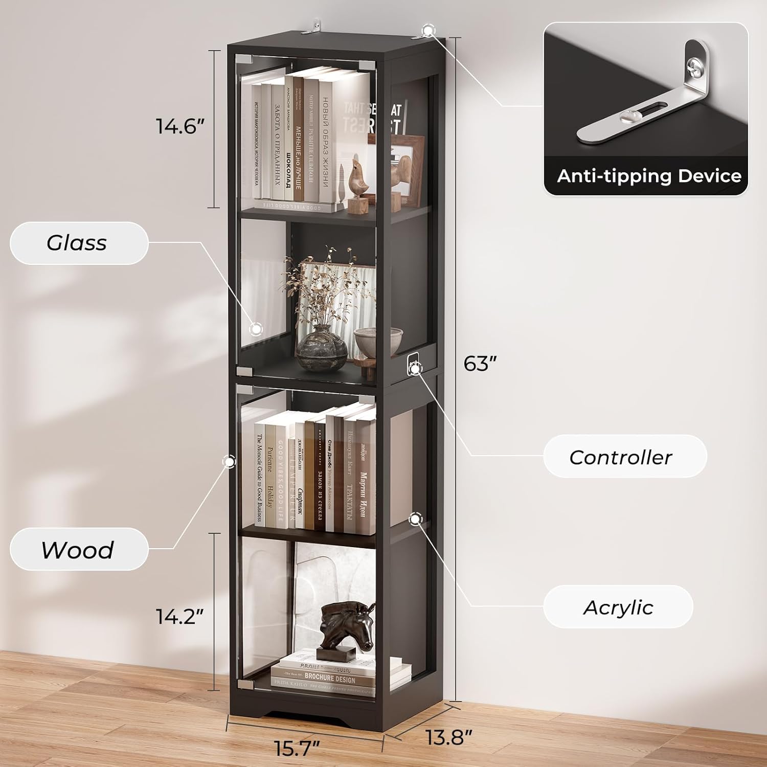 Glass Display Cabinet with 3 C - Collectible & Vintage Dolls For Christmas ulasan dan harga