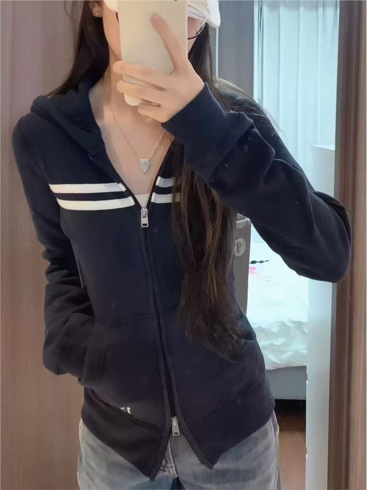 Patchwork Sweet Zipper Hoodies - Vintage Zip Hoodie ulasan dan harga
