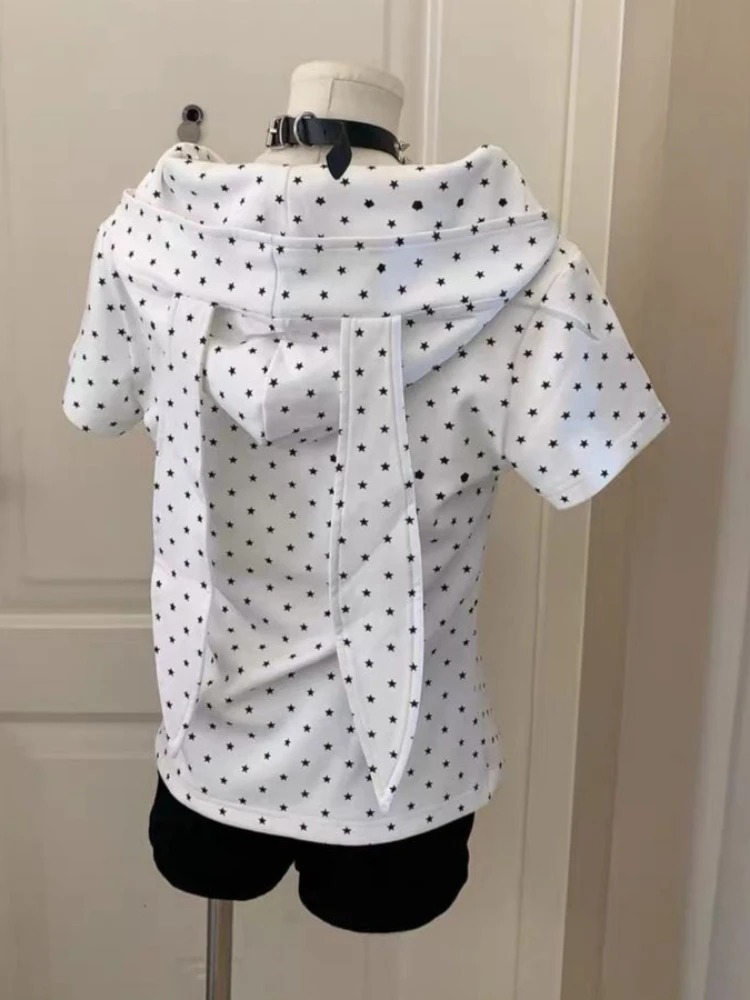 Japanese Star Print Rabbit's E - Vintage Zip Hoodie ulasan dan harga