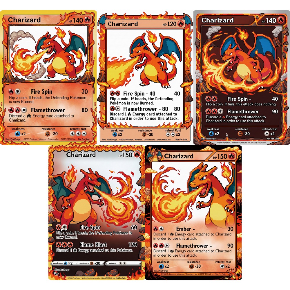 5Pcs Pokemon Cards Charizard G - Vintage Game Collection ulasan dan harga