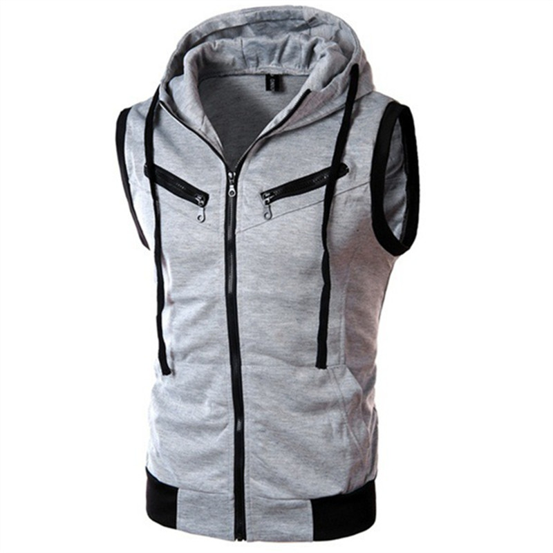 New Men's Hooded Sleeveless Ve - Vintage Zip Hoodie ulasan dan harga