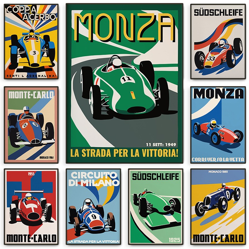 Vintage Monza Racing Poster Cl - Vintage Collectible Furniture ulasan dan harga