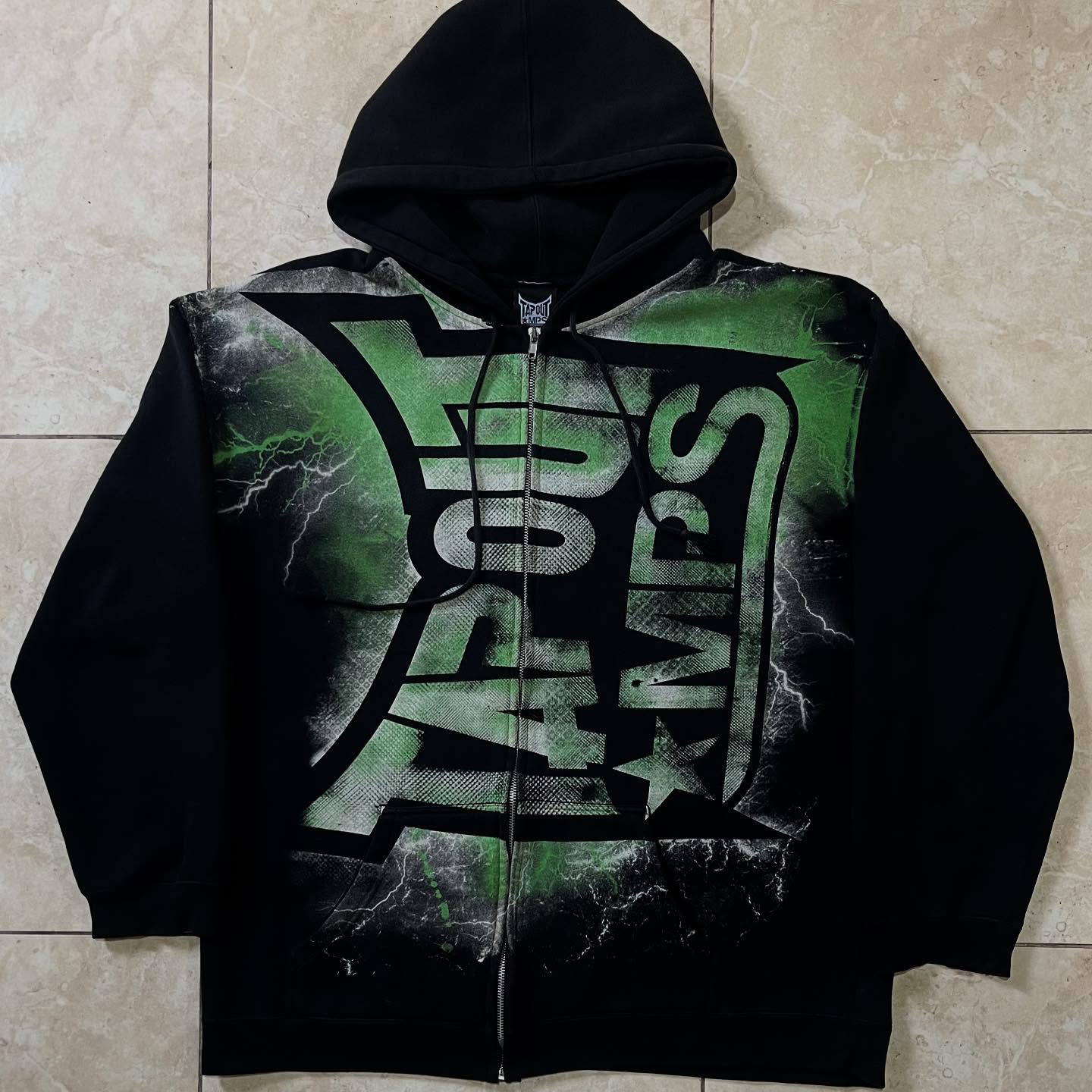 Vintage Green Tapout Print Zip - Vintage Zip Hoodie ulasan dan harga