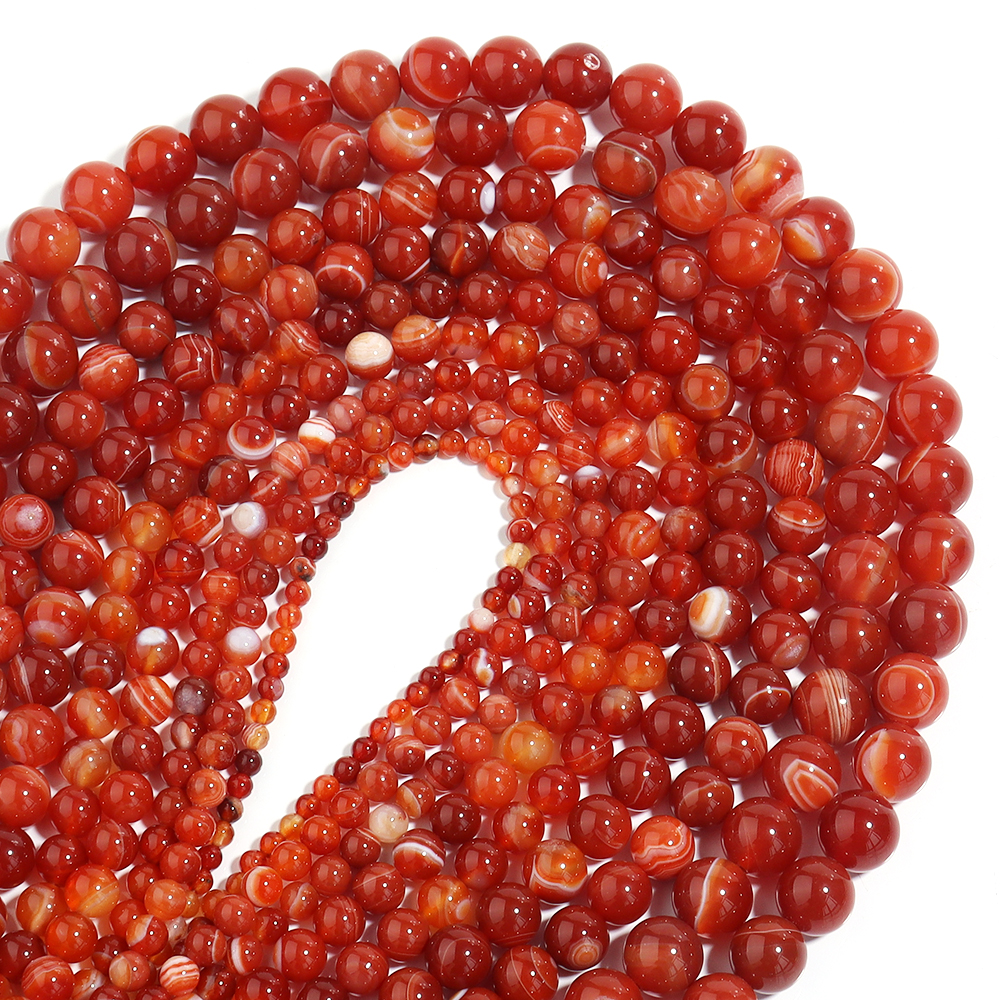 1 Strand Red Striped Agate Nat - Vintage Collectibles For Sale ulasan dan harga