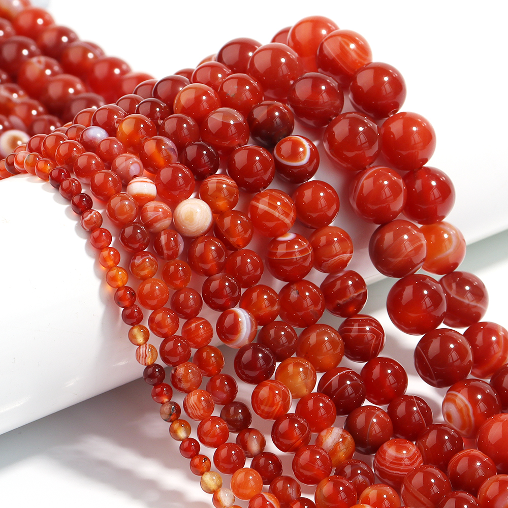 1 Strand Red Striped Agate Nat - Vintage Collectibles For Sale ulasan dan harga