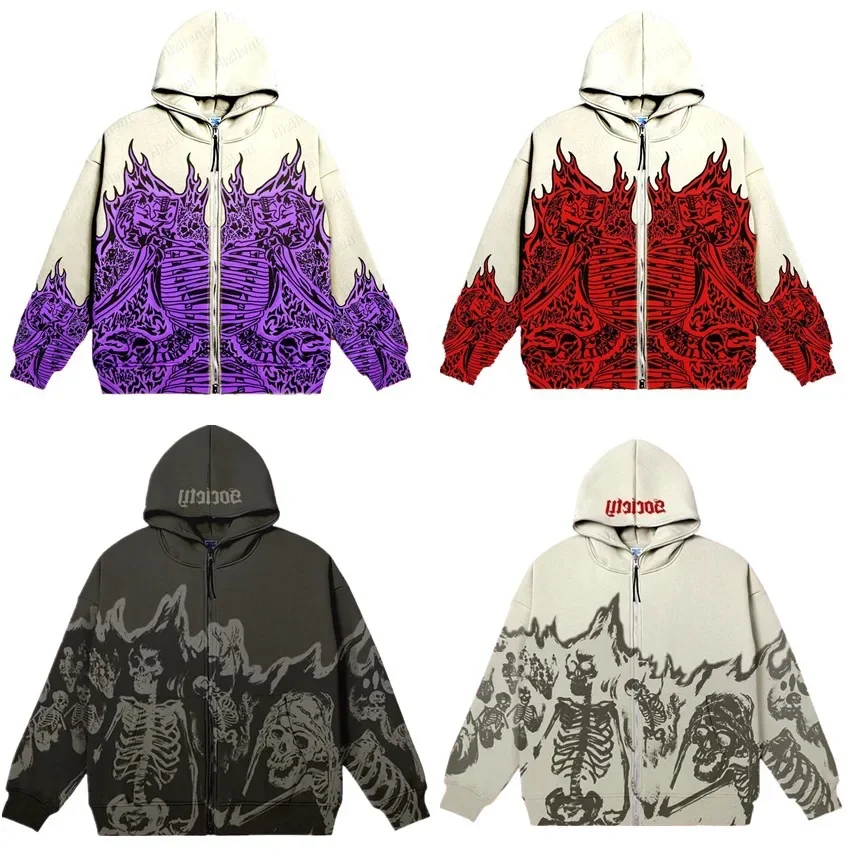 Men Anime Skull Hoodies Women  - Vintage Zip Hoodie ulasan dan harga